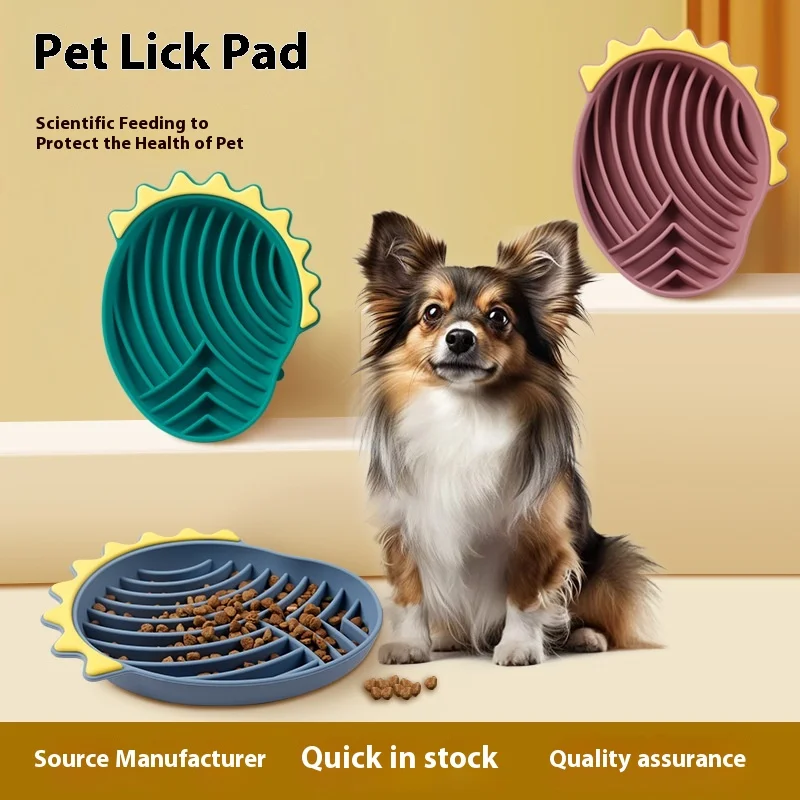 Silicone Pet Slow Feeder Dog Slow Food Mat Dinosaur Head Anti Spill Licking Bowl Cat Feeding Mat Licking Mat Strong Suction Base