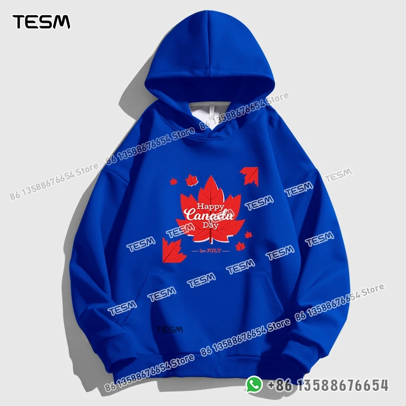 TESM Men Women Hoodie Canadian Day Maple Leaf Pattern Trendy Sweatshirt Parent-child Sports Top Party Pullover Long - Sleeves