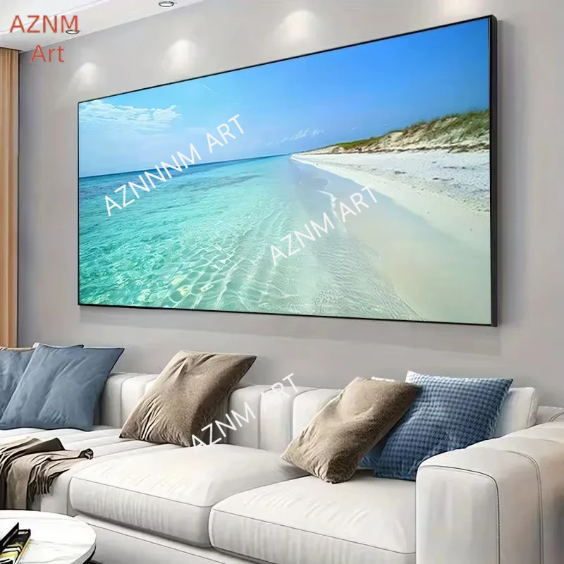 1 pièce, scène de plage tranquilique moderne avec des eaux turquoise claires en cristal, affiche en toile pour décoration de chambre à coucher et de salon
