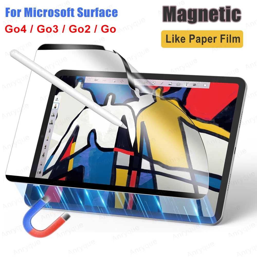 Protector de pantalla magnético de papel para tableta Microsoft Surface Go 4 /Surface Go 3 /Go 2/ Go de 10,5 pulgadas, película de pantalla desmontable