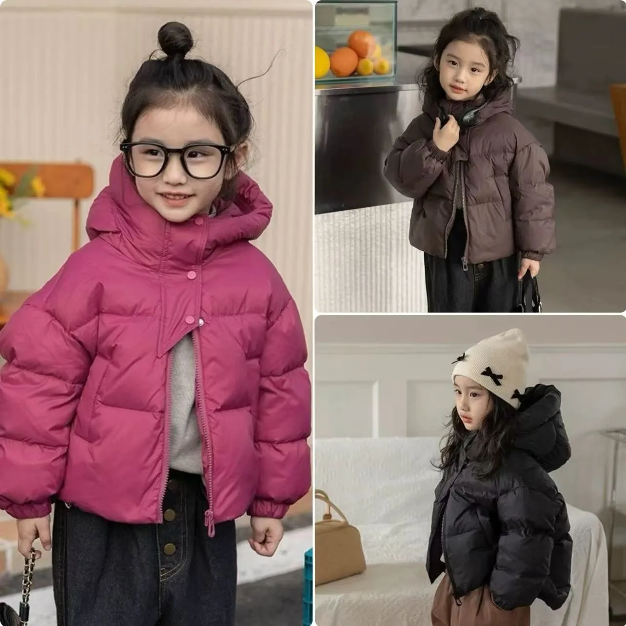 

Girls Winter Kids Warm Down Coats Autumn Children Cotton-Padded Jackets Boys Girls Clothing Baby Hooded Outerwear 3-12 Years