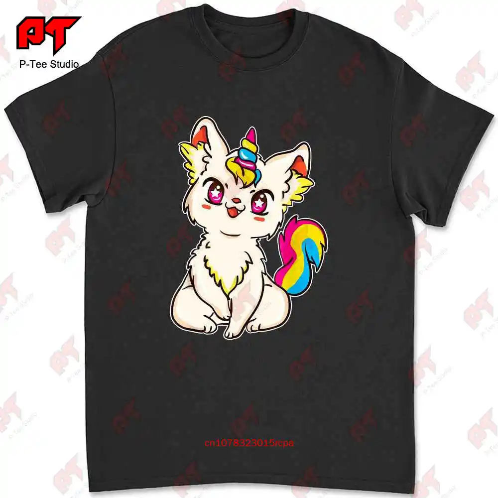 Pansexual Pride Kawaii Anime Caticorn T-shirt 18W5