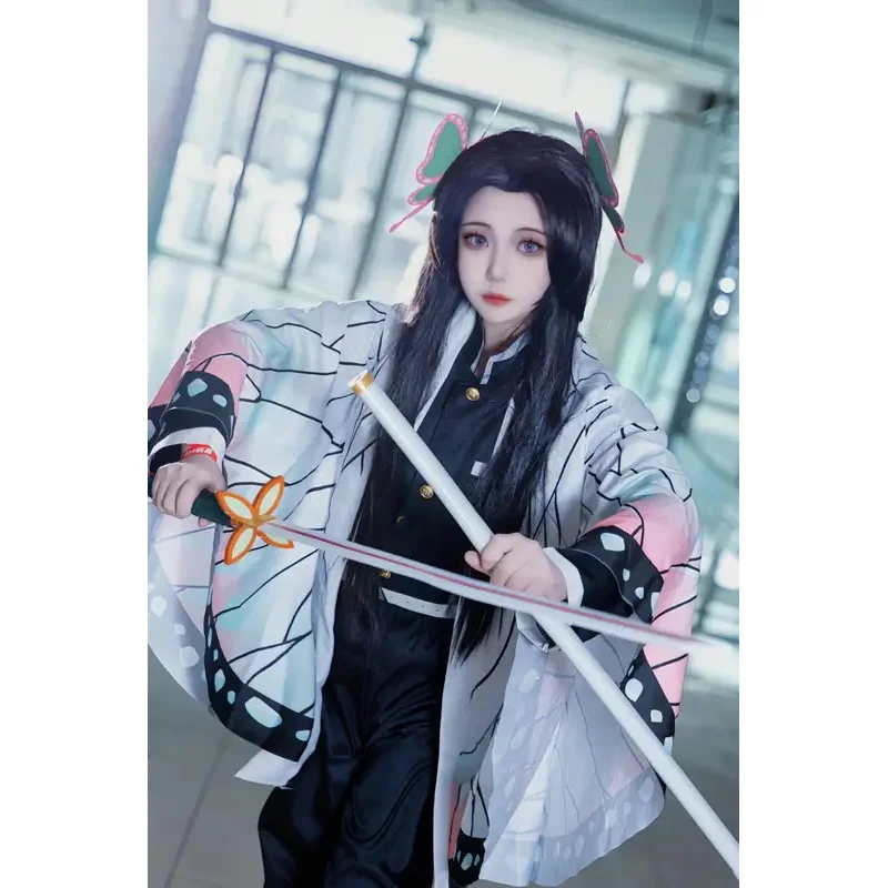 2025 Anime nuevo Demon Slayer Cosplay disfraz Kochou Shinobu peluca uniforme tipo kimono Kimetsu No Yaiba Haori trajes con capa fiesta para C ★ ☆ ★