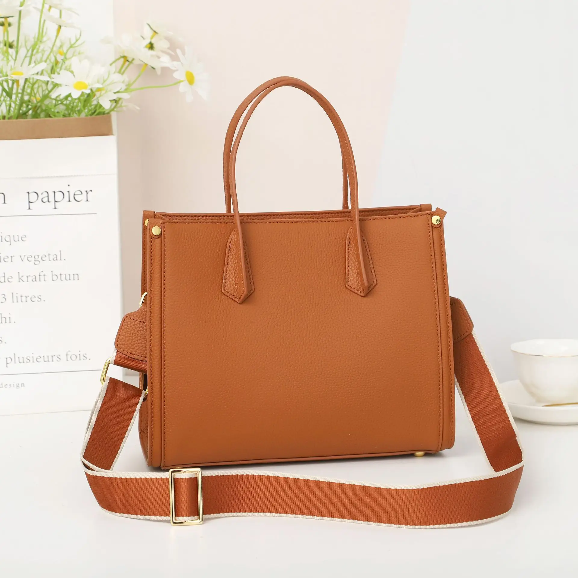 Genuine Leather Women Tote Handle Bags Large Capacity Solid Crossbody Bag Female Casual All-Match Commute School Shoulder Bag