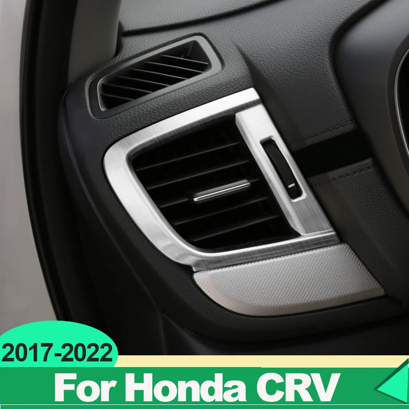 For Honda CRV CR-V 2017 2018 2019 2020 2021 2022 Hybrid Stainless Car Dashboard Air Conditioning Vent Outlet Cover Accessories