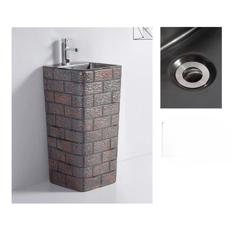 

Integrated column basin Floor-to-ceiling sink Color ceramic basin Balcony Outdoor one-piece basin Bathroom sink