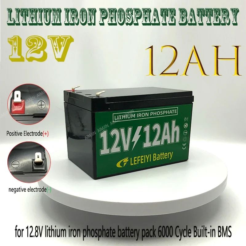 12V Battery 12Ah LiFePo4 Battery Lithium Iron Phosphate 12V LiFePo4 Rechargeable Replace Battery for Kid Scooters Boat Motor