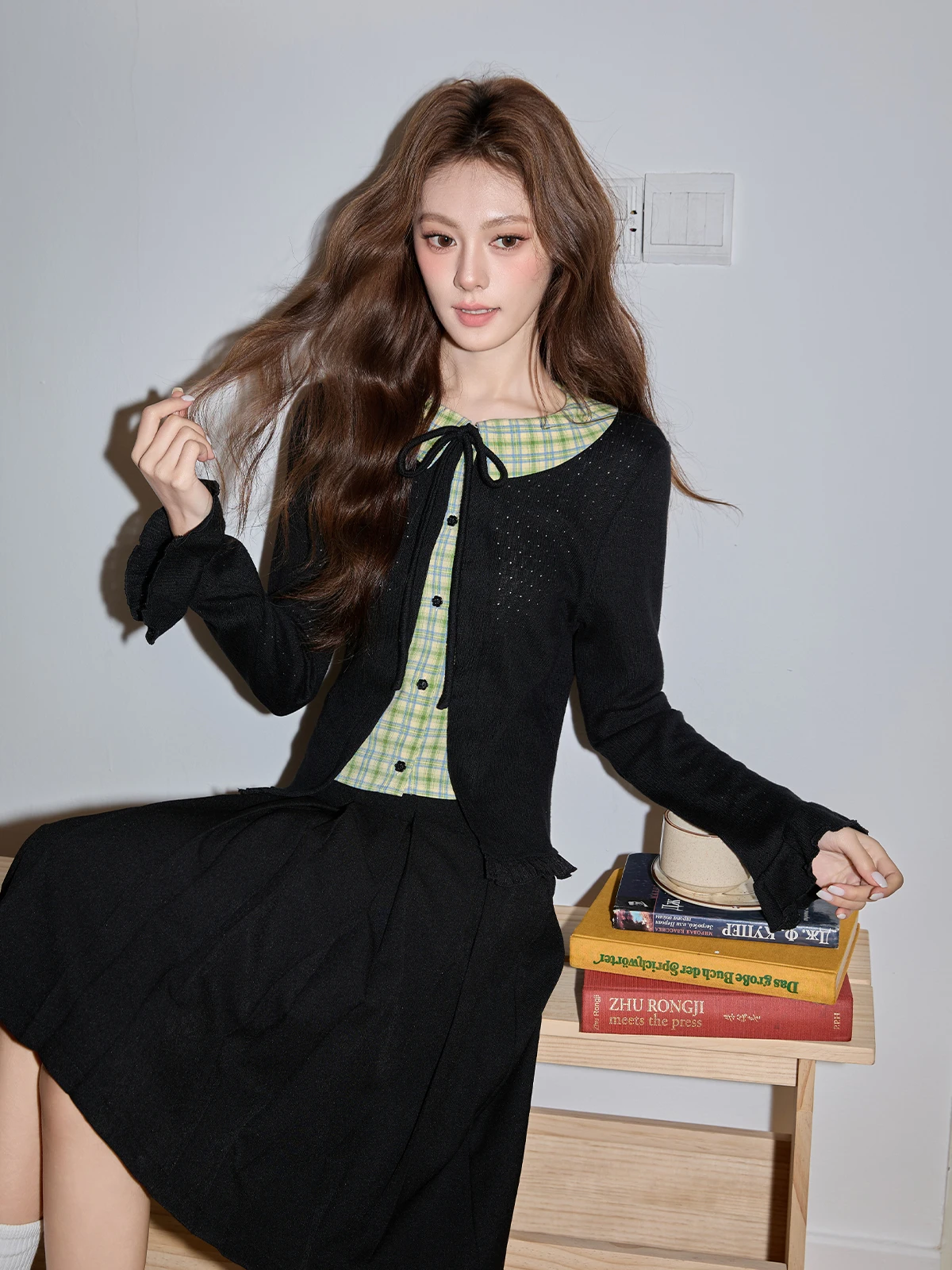 

Slim Fit Ne Knitted Cardigan Women's Spring Faion Bell Sve Top Korean Sle Long Sve T-irt Breathable Skin-f...