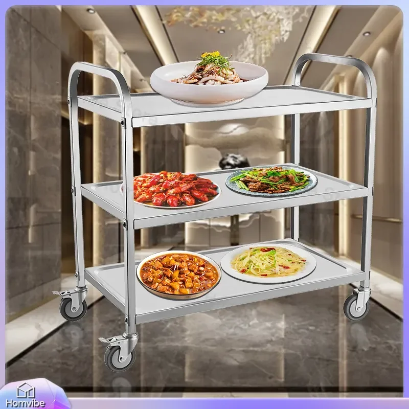 for Jushu Stainless Steel Multi Layer Dining Cart Four Wheel Movable Detachable Serving Trolley Multi Specification Optional