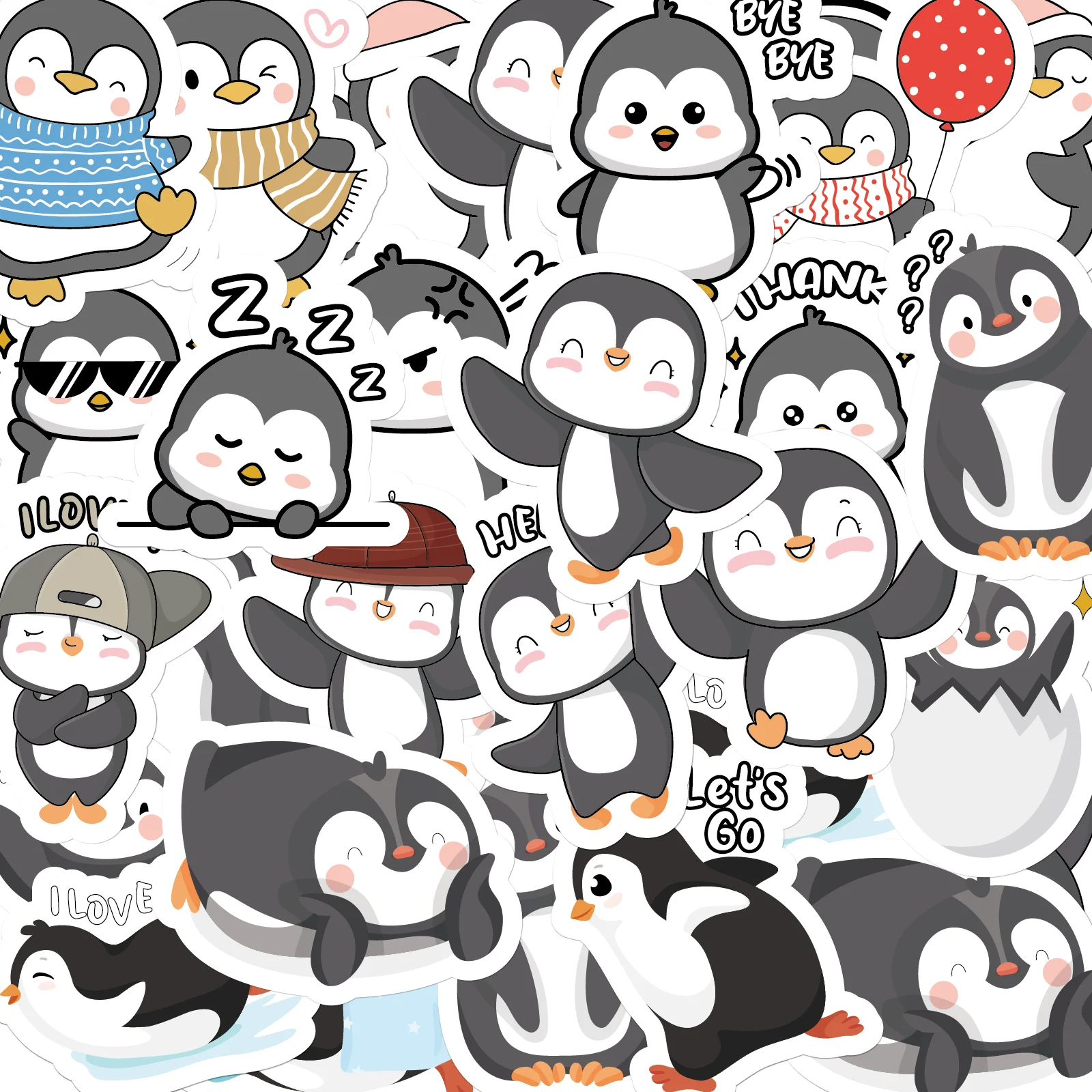 46PCS Penguin, Capybara, Ducklings, Cute Theme Stickers Decorated Water Bottle Notebook Skateboard Stationery And Toy Decals