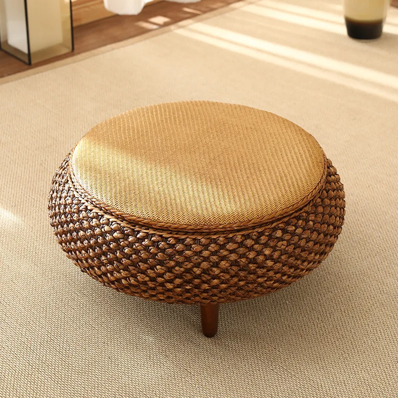 Household Retro Rattan Coffee Table Japanese Style Simple Futon Cushion Solid Wood Window Service tables basses  home furniture