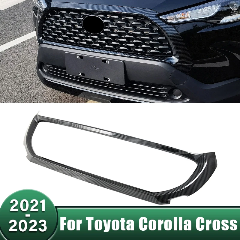 

Car Front Center Mesh Grille Grill Cover Radiator Strip Trim Frame Sticker For Toyota Corolla Cross XG10 2021 2022 2023 Hybrid