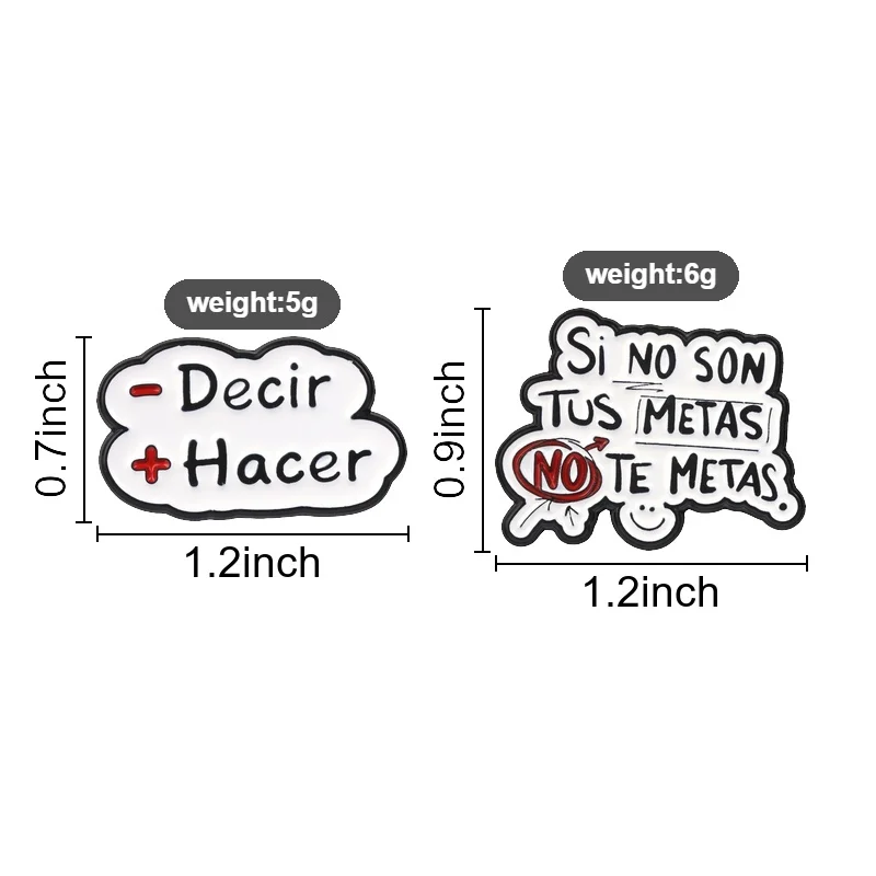 Spanish Text Quote Badge, Fun Attitude Slogan Enamel Pin, Fashion Clothes Backpack Accessory, Encouraging Gift for Friends