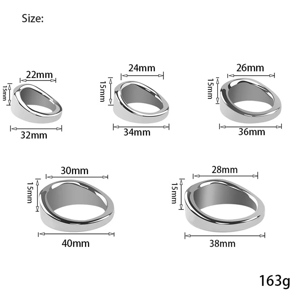 5 sizes Stainless Steel Male Penis Ring Ball Scrotum Stretcher Ejaculation Delay Metal Cock Rings BDSM Sex Toys For Men Cockring