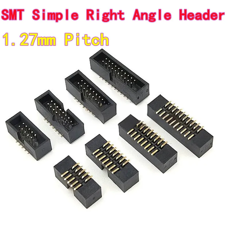 5PCS SMT Simple Right Angle Header 1.27mm Pitch DC3 Series 10/14/16/20P SMT 2x4P 2x5P/2X7P/2X8P/2X10P