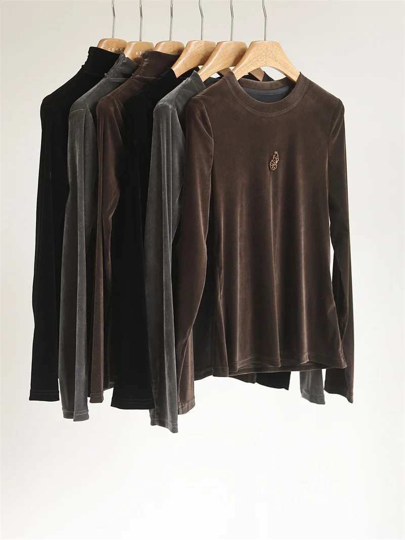 

Skin-friendly Comfortable Elastic Slimming Long Sve Casual Women's T-irt All-match Autumn Winter Base Layer Outdoor Wear