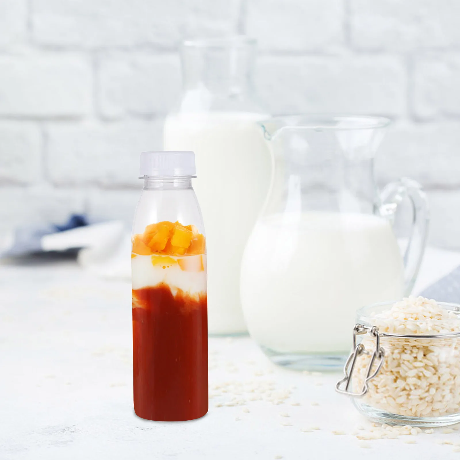 

10 pcs Plastic Bottles 350 Ml Transparent Reusable For Juice Milk Storage Multipurpose Lightweight Durable Sub Bottles Kitchen