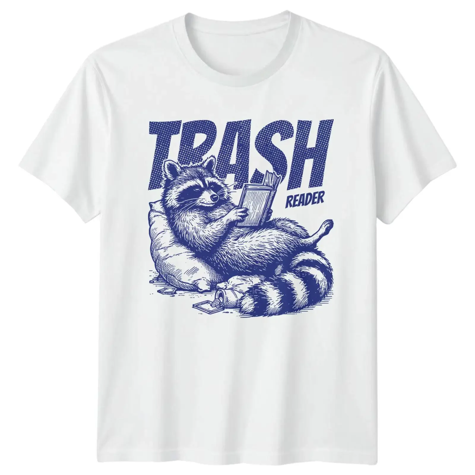 Trash Reader T Shirt Raccoon Humor Wildlife Birthday for Him vintage Washed fashion Casual Versatile streetwear homme Soft