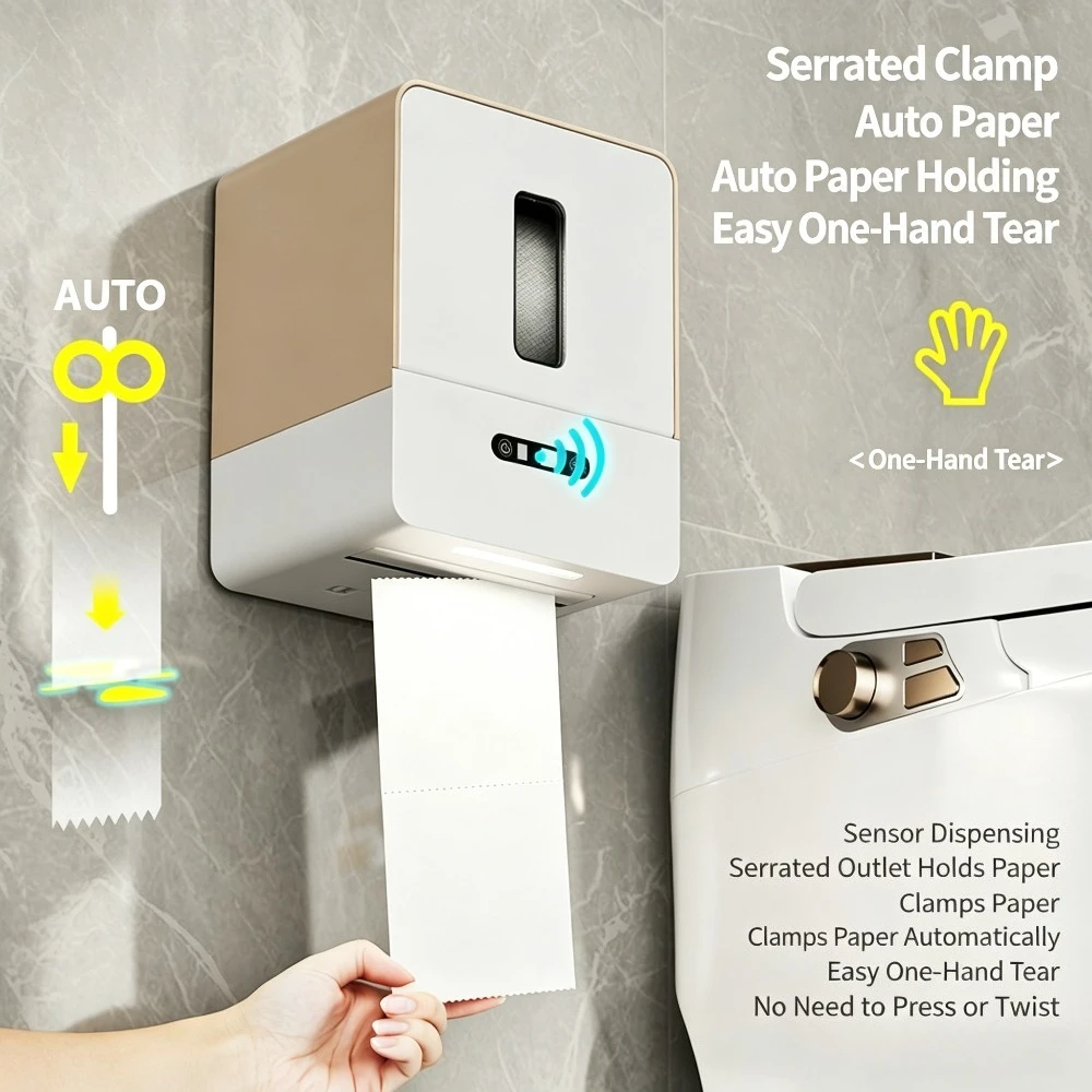 Smart Sensor Paper Towel Dispenser Automatic Touch‑Free Electric Paper Cutter Wall‑Mounted Tissue Dispenser for Bathroom Toilet
