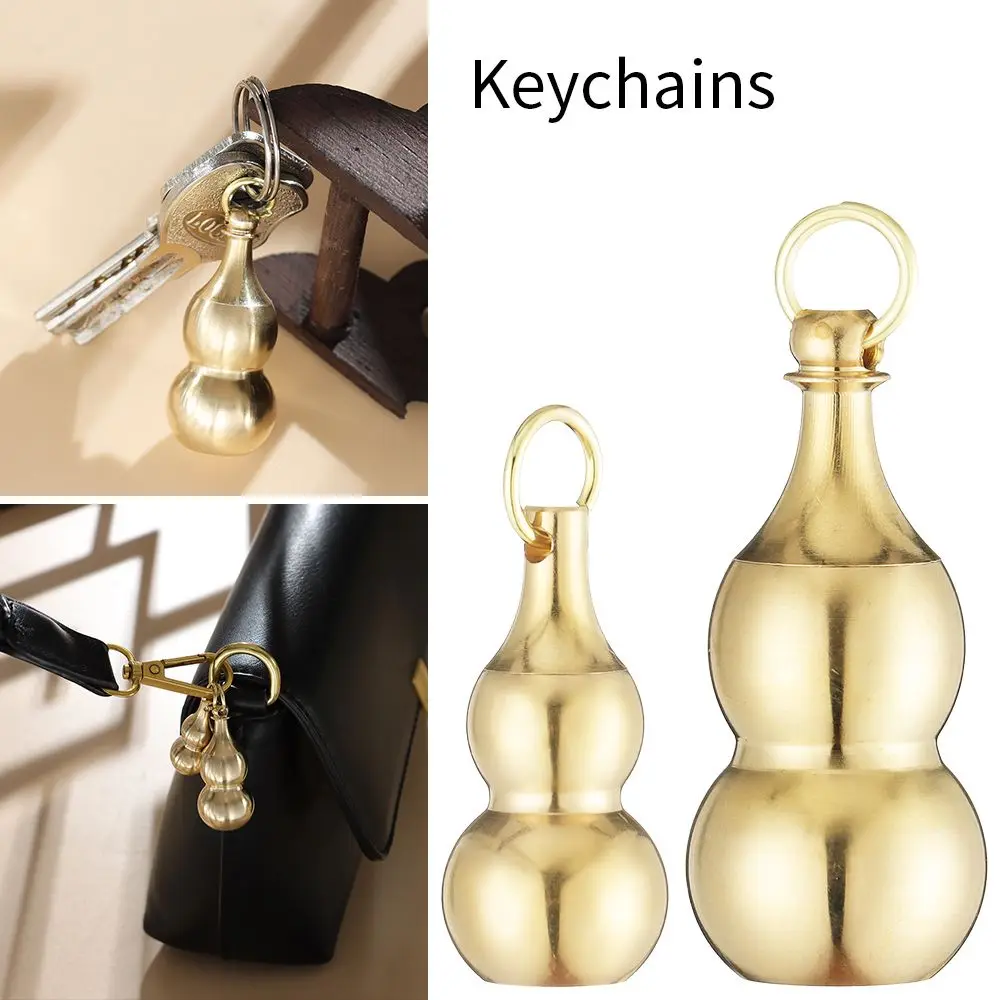 Brass Gourd Pendant Irregular Jar Keychain Hanging Necklace Jewelry Waterproof Pill Box Medicine Case Container Bottle Keychains