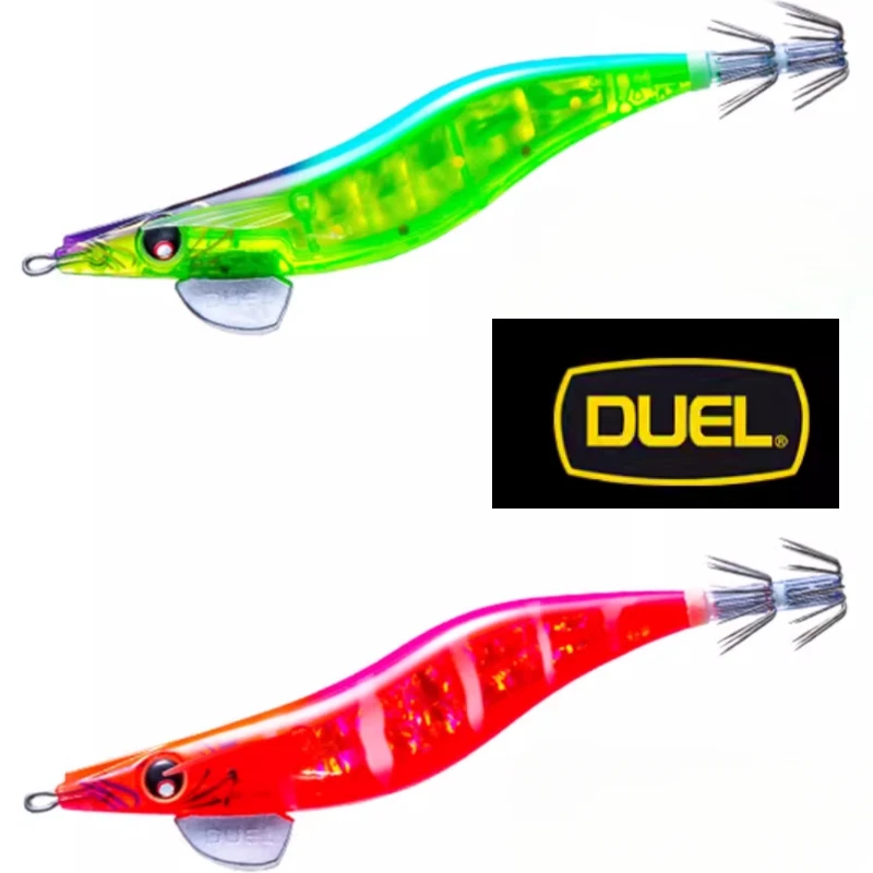 DUEL LQ DARTER Wooden Shrimp Squid Egi Jig Lure Luminous Boat Fishing Squid Shore Cuttlefish Luya Bait Blow Hook