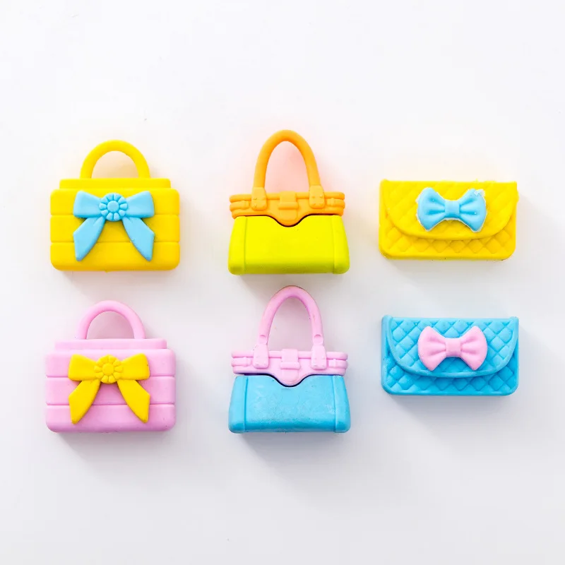 

3 Pieces/batch Creative Cartoon Ladies Cute Handbag Eraser Eraser Student Stationery Christmas Prize Gift Reward Kawaii Eraser