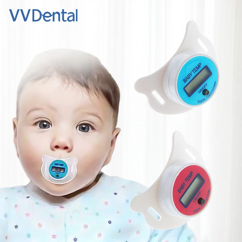 VVDental Baby Pacifier Thermometer LCD Backlight Fever Alarm 32 Memory CE Certified Oral Temperature Meter for Infant Kids