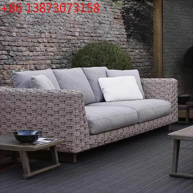 Outdoor sofa rattan leisure villa courtyard terrace garden bed and breakfast outdoor rattan sofa booth