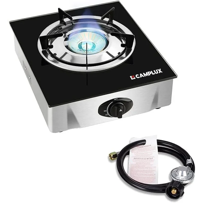 Propane Stove with Auto Ignition Single Burner Propane Stoves 9500 BTU Tempered Glass Gas Cooktop