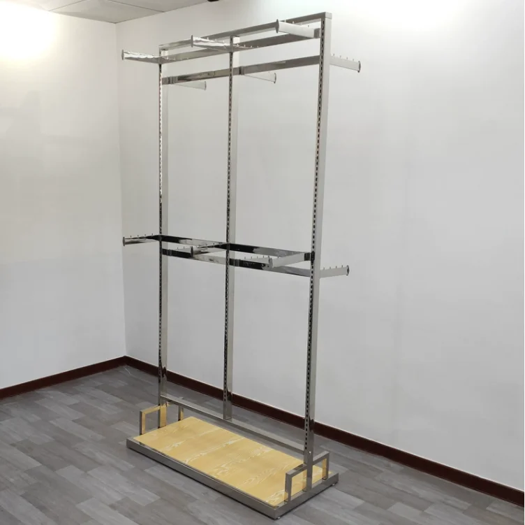 

Clothing Supermarket Display Shelves Mall Front Hanging Display Shelves Stainless Steel Double layered Women's Clothing Shelves