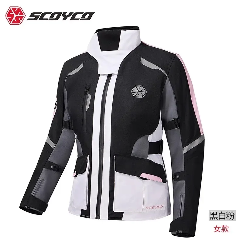 SCOYCO Motorcycle Jacket Women's Winter Waterproof, Warm and Fall Resistant Universal Motorcycle Racing Jacket Four Seasons