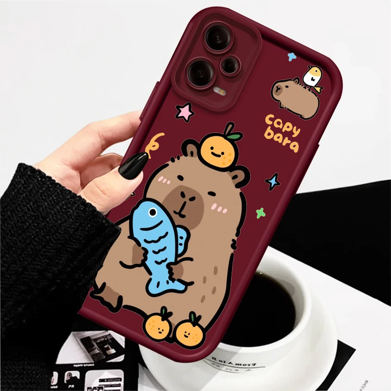 Capybara Cartoon Fashion Cute Eye Ladder For Xiaomi Redmi Note 13 12 12C 11 11S 10 10C 10A 9C 9A Pro 5G Cover Phone Case