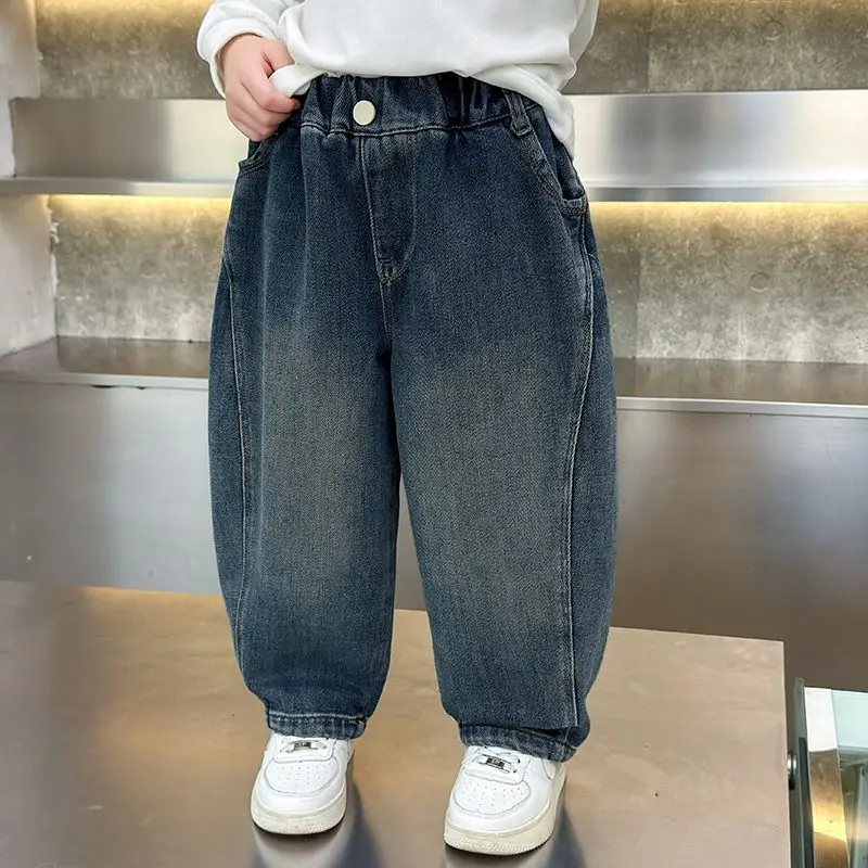 Boys Straight Leg Jeans 2026 New Loose Casual Pants Spring Autumn Kids Trousers Baby Boy Streetwear Denim Pants