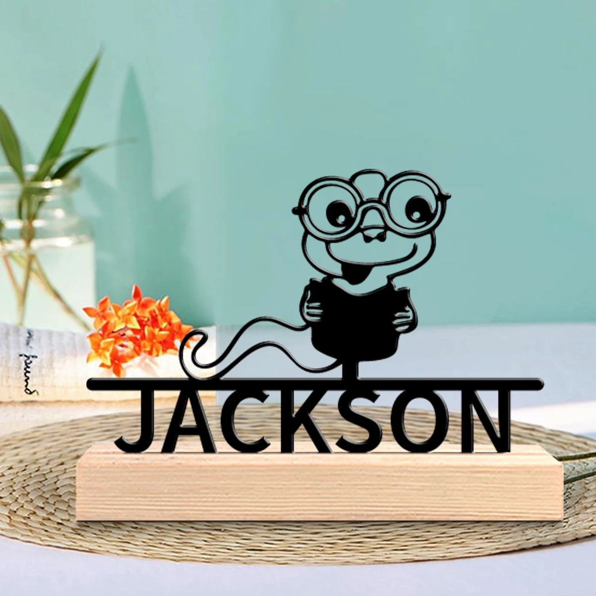 1pc Metal Ornaments with Customizable Names Customizable Name With Wooden Base Desktop Decoration That Does Not Require Assembly