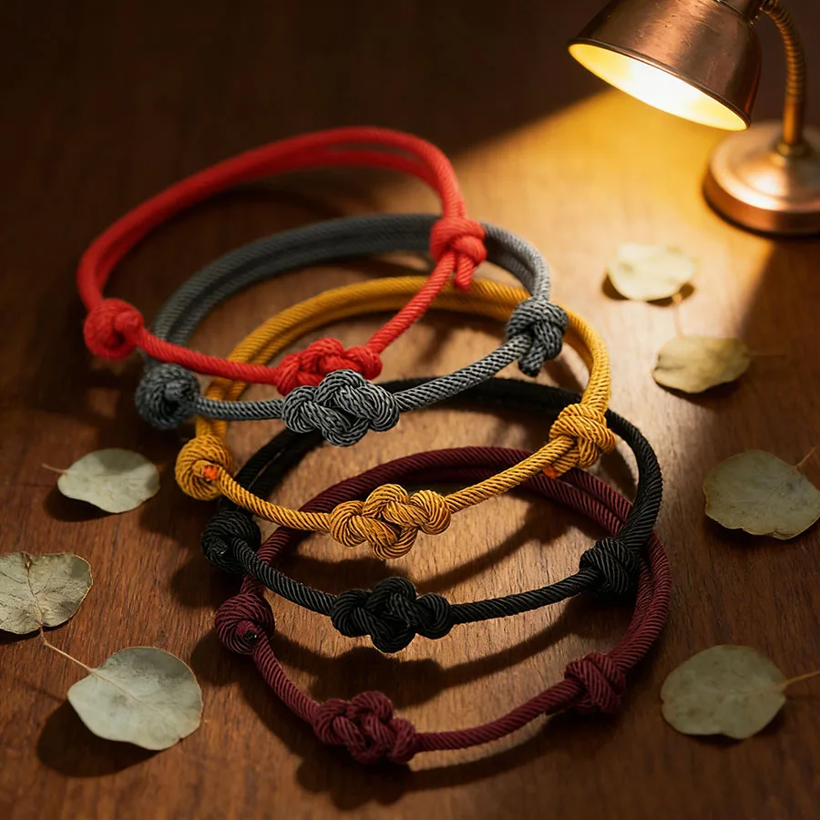 Stylish Handmade Knot Woven Bracelet Unisex Adjustable Grade A String Couple Luck Wristband Festival Party Gift Leisure Braslet