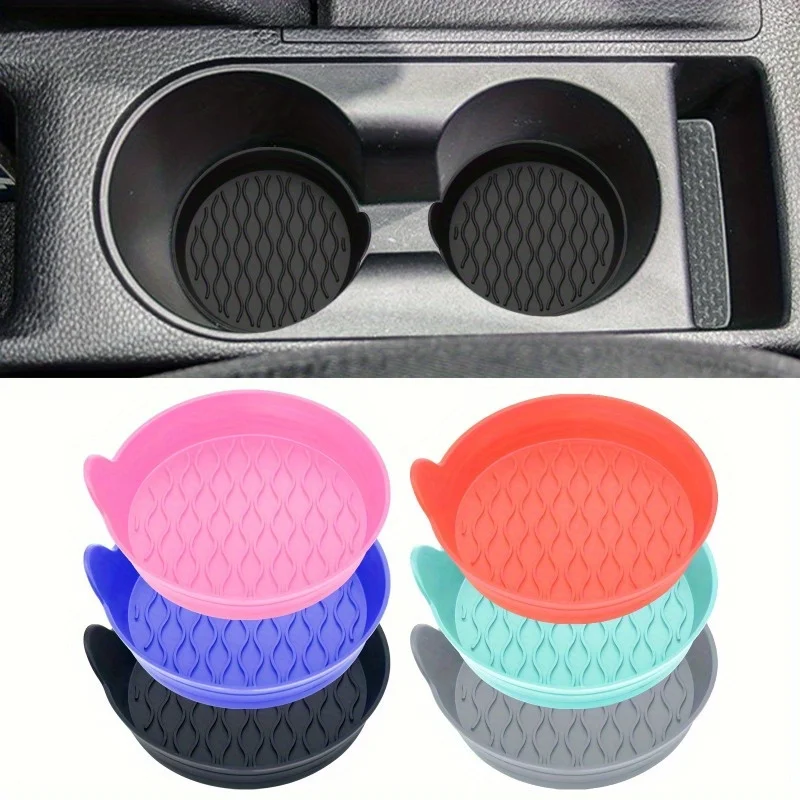2pcs/set Car Coaster Car Cup Holder - Universal Fit, Non-Slip, Easy-to-Clean, Vibrant 6-Color Variety-Pack for All Vehicles