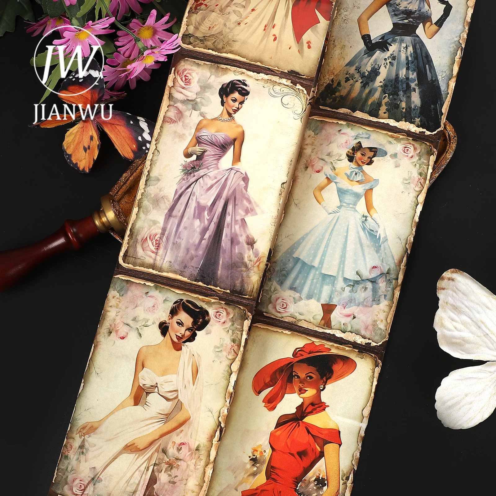 JIANWU 80 مللي متر * 205 سنتيمتر خمر 1950's امرأة شخصية المشهد المواد الكولاج سجل القصاصات اشي الشريط الإبداعية مجلة بها بنفسك مجلة القرطاسية #2