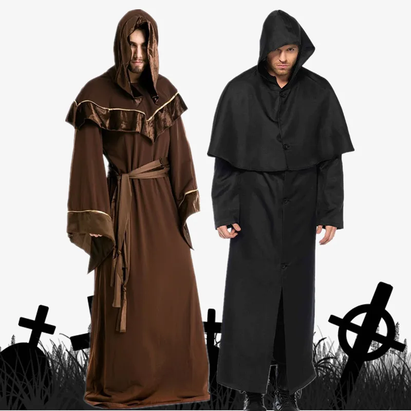 

Adult Halloween Wizard Costume Death God Robe Outfit Cosplay Magician Stage Performance Clothes Men's Horror Style