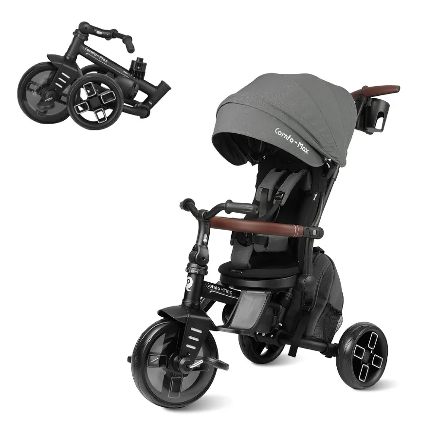 幼児用自転車ベビーカー 10ヶ月から6歳まで 8in1 折りたたみ式ベビーカー自転車 幼児用 3-5歳 男の子と女の子へのギフト 三輪車