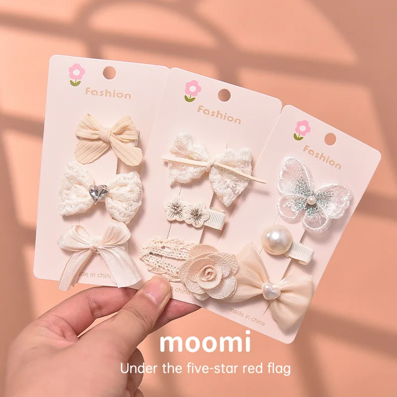 

2pcs/set Ethereal Sweet Bow Hair Clip for Baby Handmade White Beige Color Cute Cartoon Barrettes Kids Dreamy Hairpin Headwear