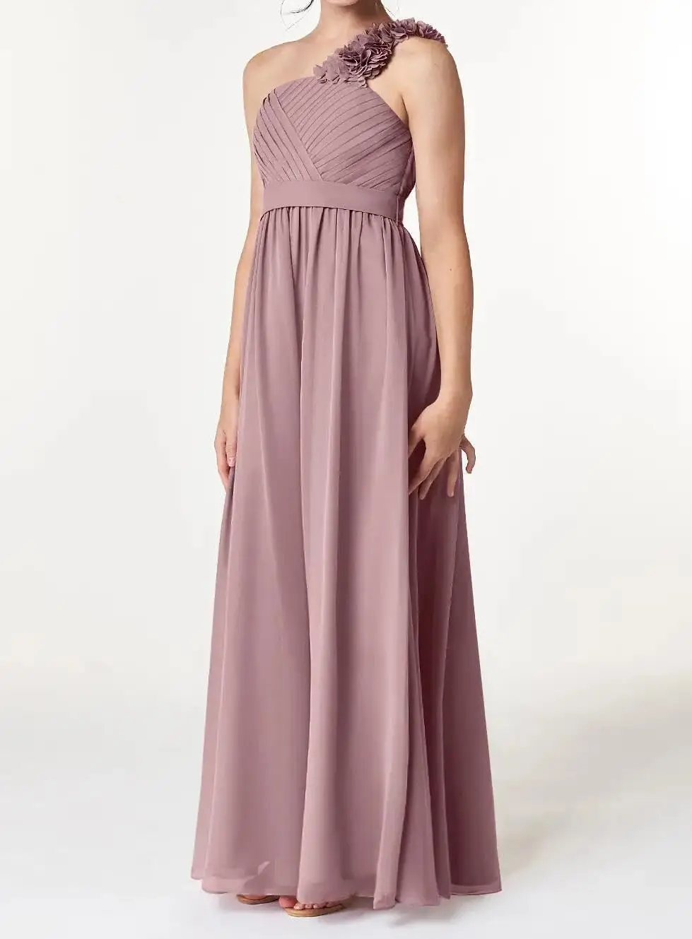 فساتين فتاة الزهور الشيفون لحفلات الزفاف الكشكشة رداء حفلات للفتيات المراهقات فستان وصيفة العروس الصغيرة بكتف واحد