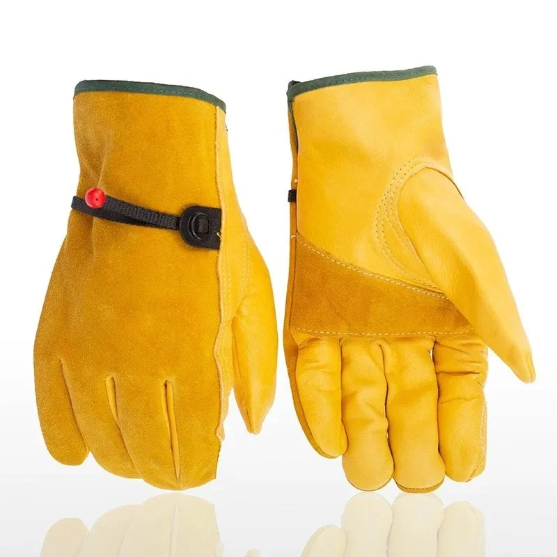 

Leather Work Gloves Flex Grip Tough Cowhide Gardening Glove for Wood Cutting/Construction/Truck Driving/Garden/Yard Working