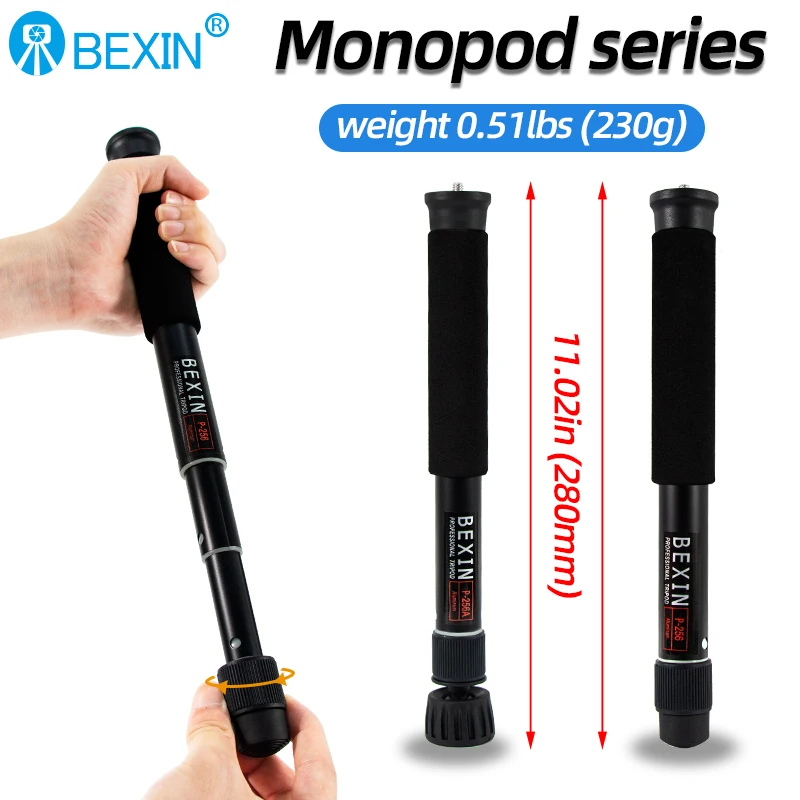 BEXIN P256 professional photography monopod convenient mobile travel monopod aluminum telescopic cane holder for SLR camera