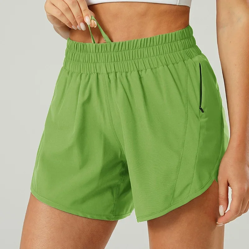 Fitness 24 Women Hotty Hot Shorts Side Zipper Pocket Gym Yoga Wear High Waist Workout Running Sporty Short Outfit Woman Clothing