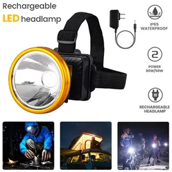 Linterna frontal LED recargable para exteriores, luz de Camping resistente al agua, Faro de pesca nocturna, batería de litio integrada