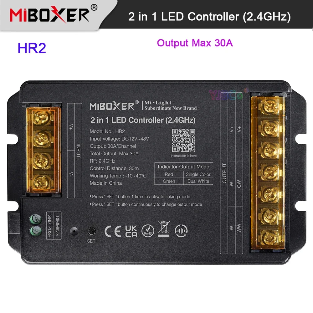 Imagem -04 - Controlador Led 12v48v 30a Cor Única Branco Duplo 2.4g Mi-light 2.4ghz Controle Remoto Hr2 Push Dimmer Miboxer2 em