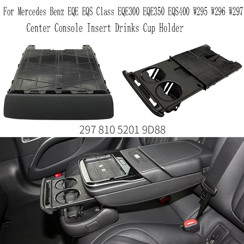 Car Center Console Insert Drinks Cup Holder For Mercedes Benz EQE EQS Class EQE300 EQE350 EQS400