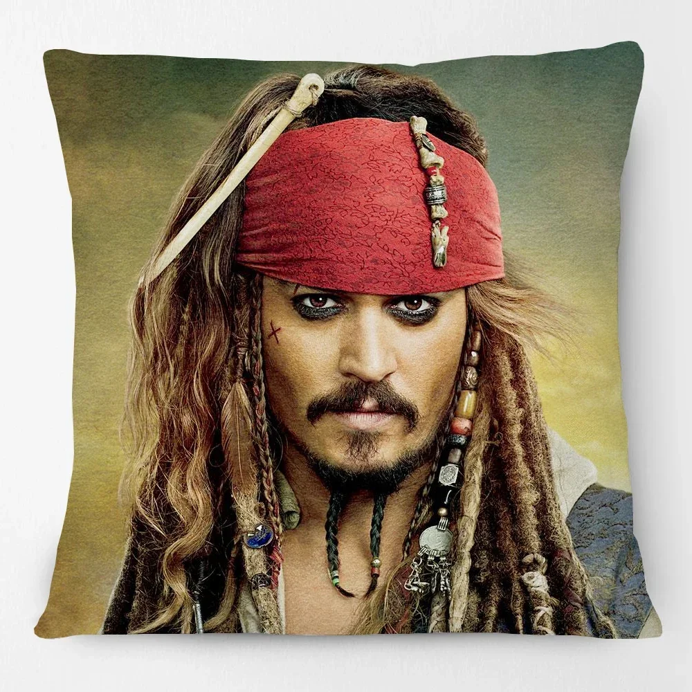 Johnny Depp Portraits Poster Cushion Cover Pirates Jack Sparrow Movie Print Decorative Pillow Case