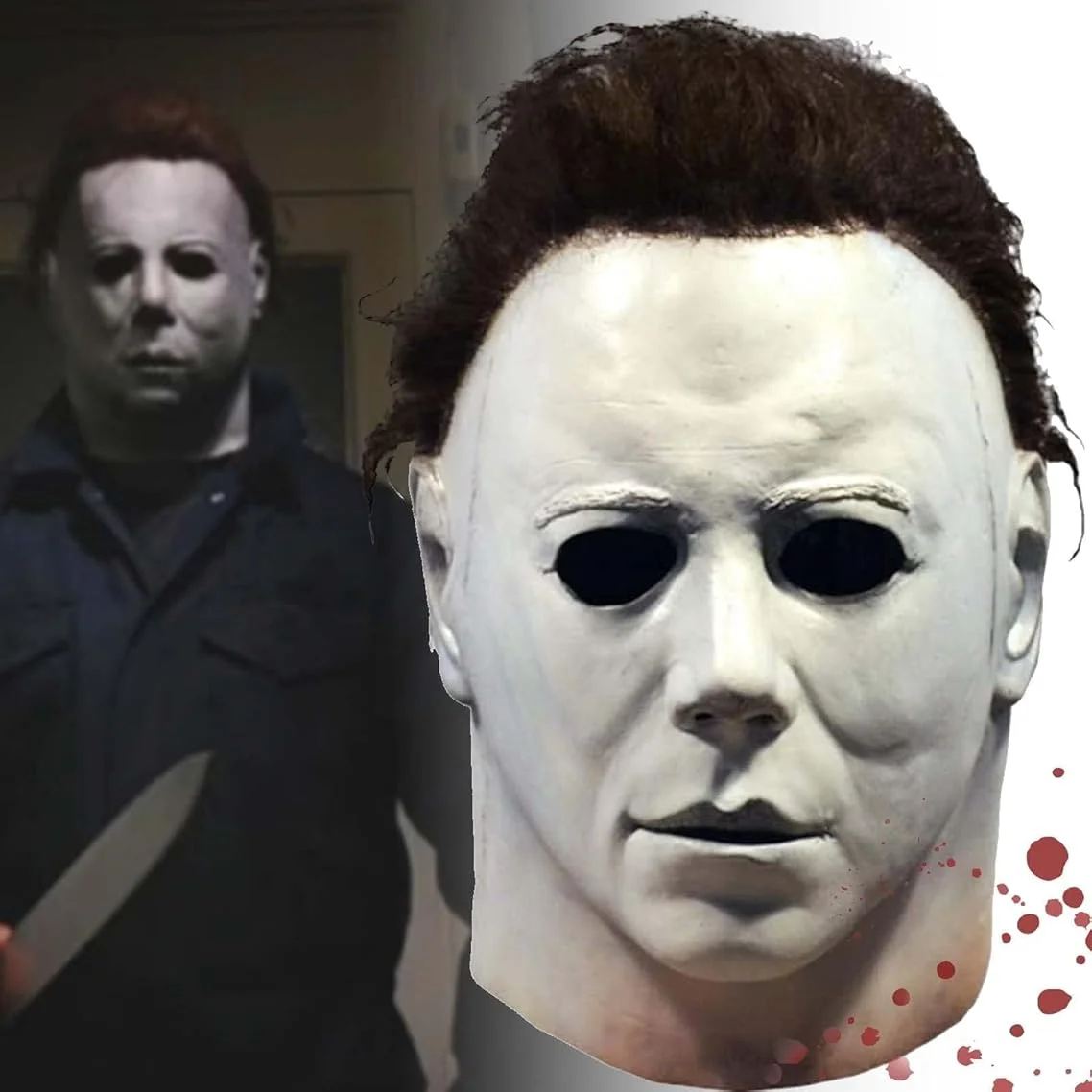 Maschera di Michael Myers per Cosplay di Halloween, Maschera Spaventosa in Lattice a Testa Intera, Casco per Carnevale e Feste in Maschera, Accessori per Costumi
