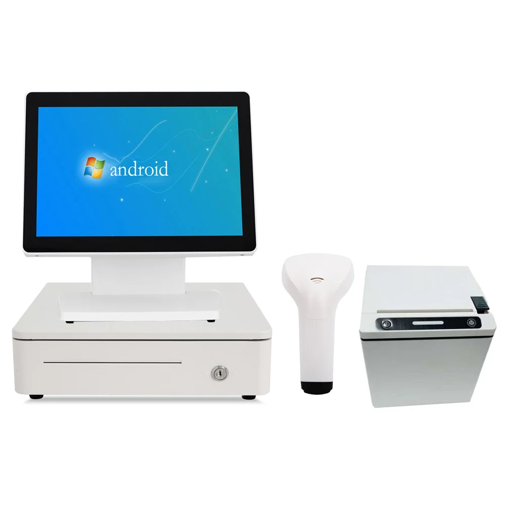 

ATV&UTVHSPOS 14-inch Android POS Cash Register with Choice of 58mm or 80mm Printer With Money Box and bluetooth Scanner Gun HS-A